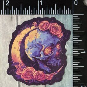 🌀10/$10🌀 Moonlit Purple Gothic Skull Reusable Waterproof Vinyl Sticker Decal